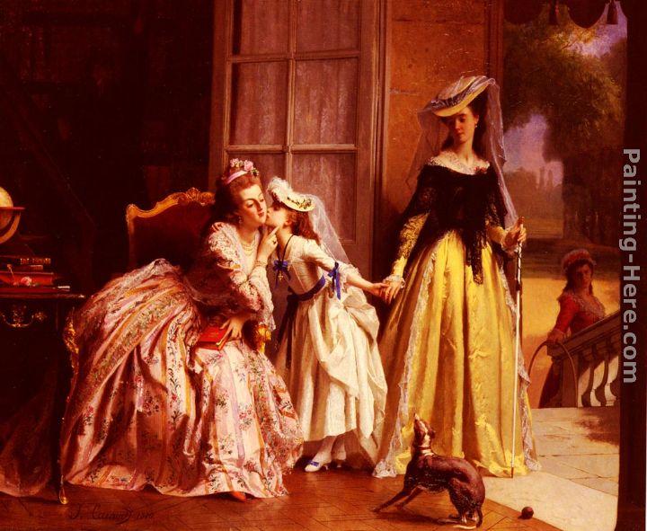 Joseph Caraud La Reine marie-Antoinette Et Sa Fille, Madame Royale, A Versailles